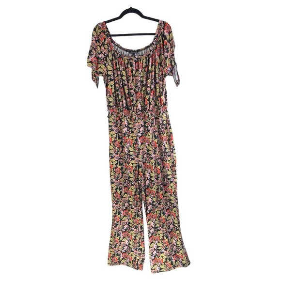 Derek Heart Plus Floral Off Shoulder Jumpsuit Colorful Size 1X - Picture 1 of 4